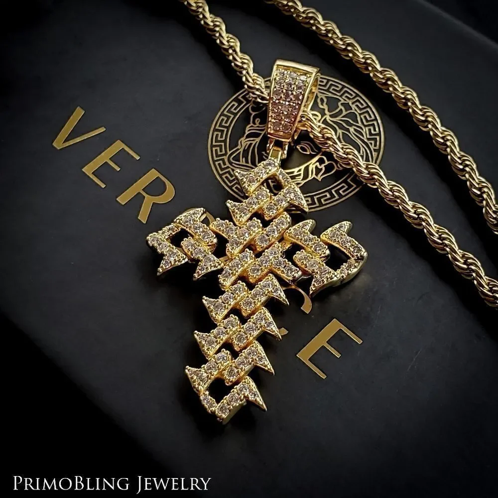 Gold Jagged Cross Necklace